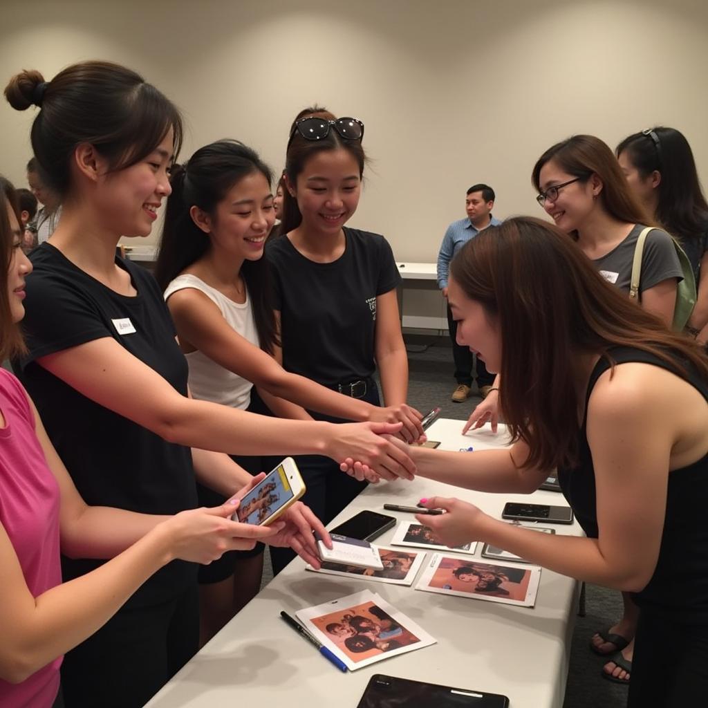 Chi Pu interacting with fans at her 2016 fan meeting