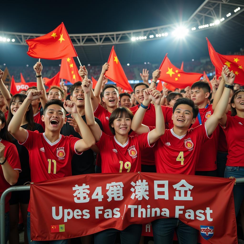 Chinese U23 fans celebrating a victory