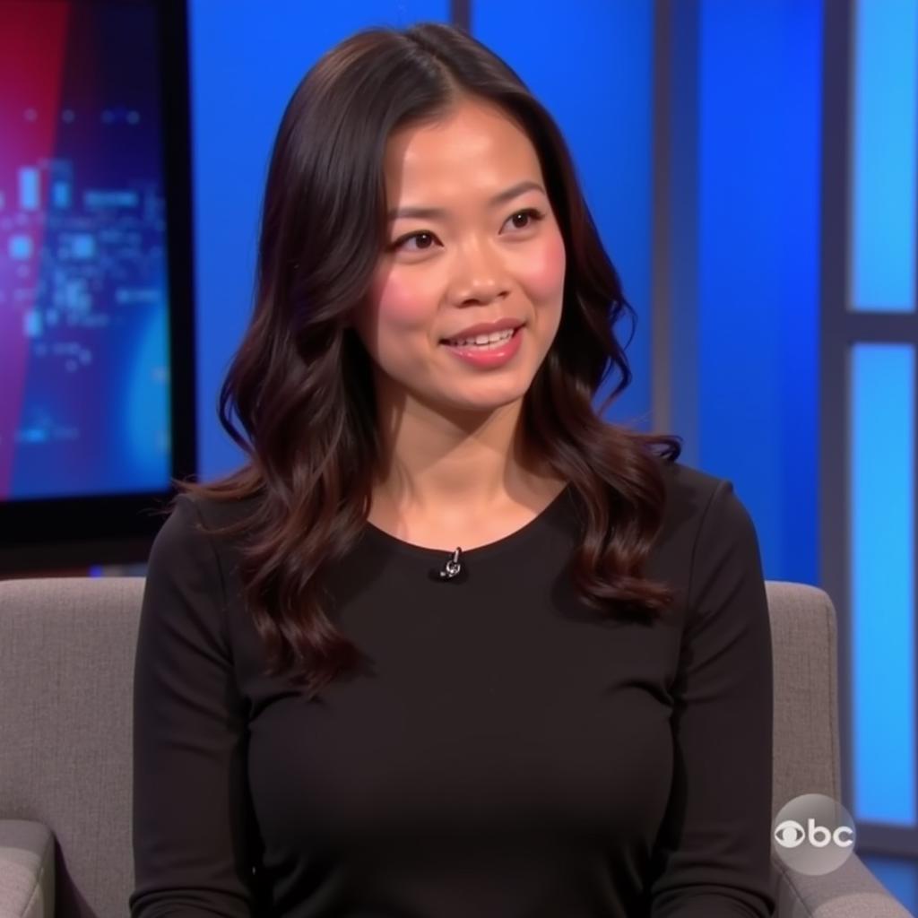 Christine Fan appears on a television program, highlighting her versatility and presence in the entertainment industry.