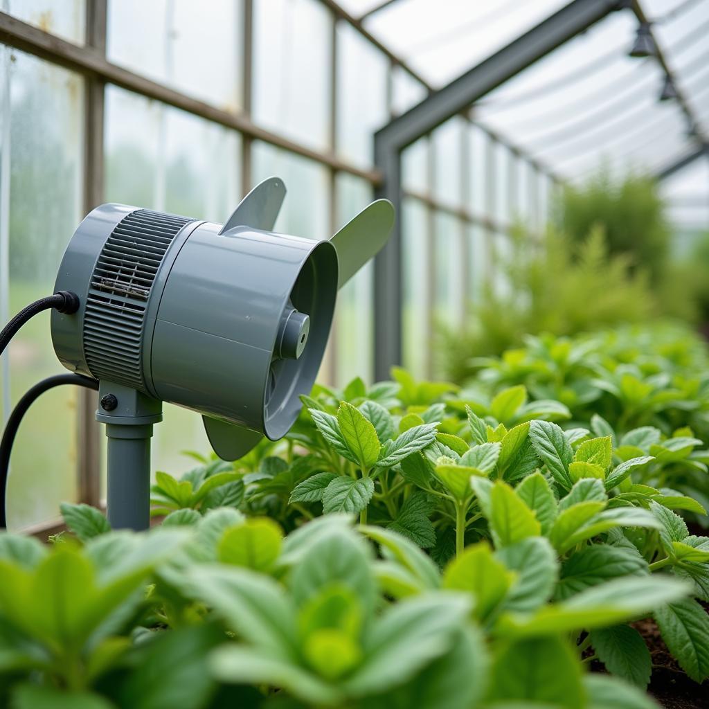 Circulation Fan Operating in Greenhouse