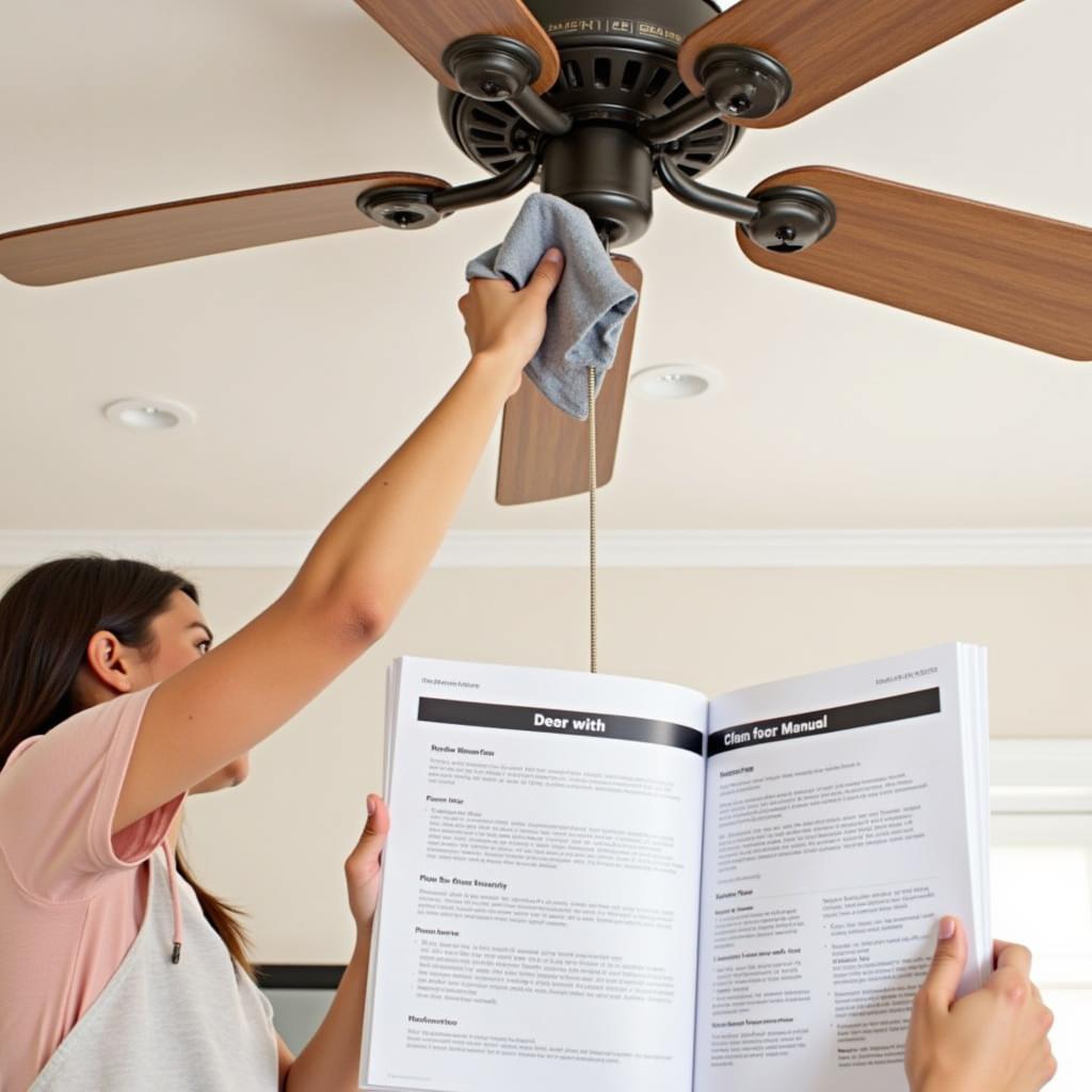 Cleaning Ceiling Fan Blades According to Manual Instructions