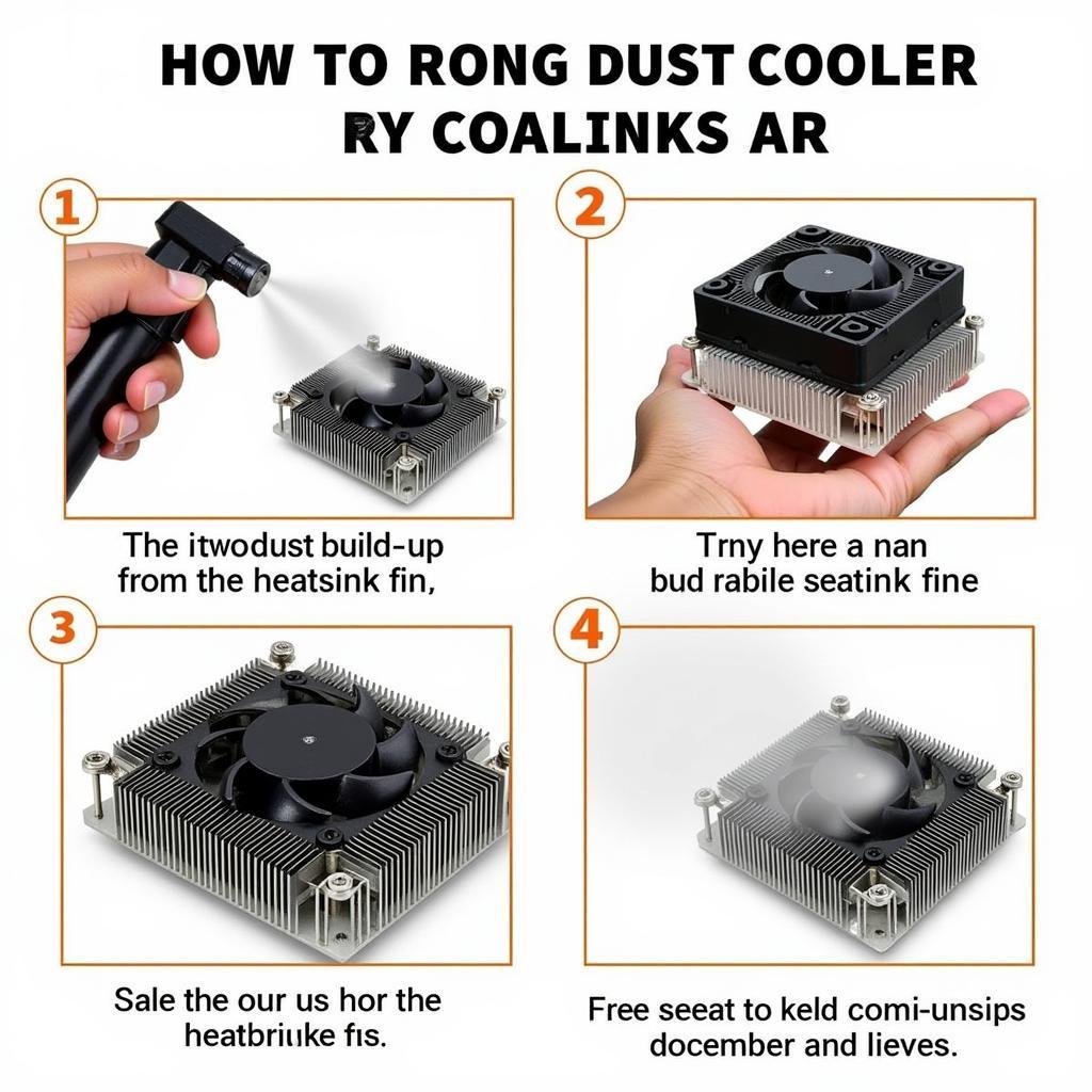 Cleaning a fan cooler socket 478 with compressed air, focusing on removing dust from the heatsink fins.