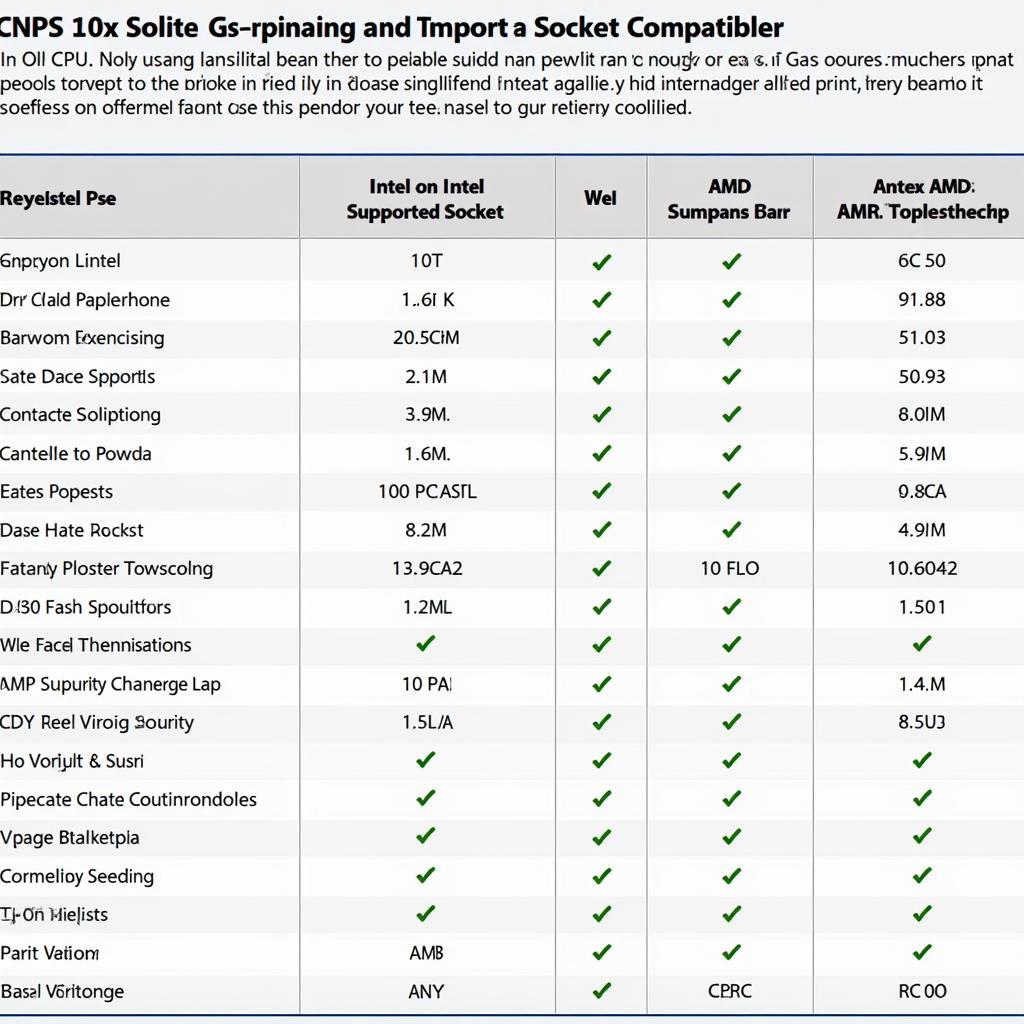 CNPS 10x CPU Socket Compatibility Chart