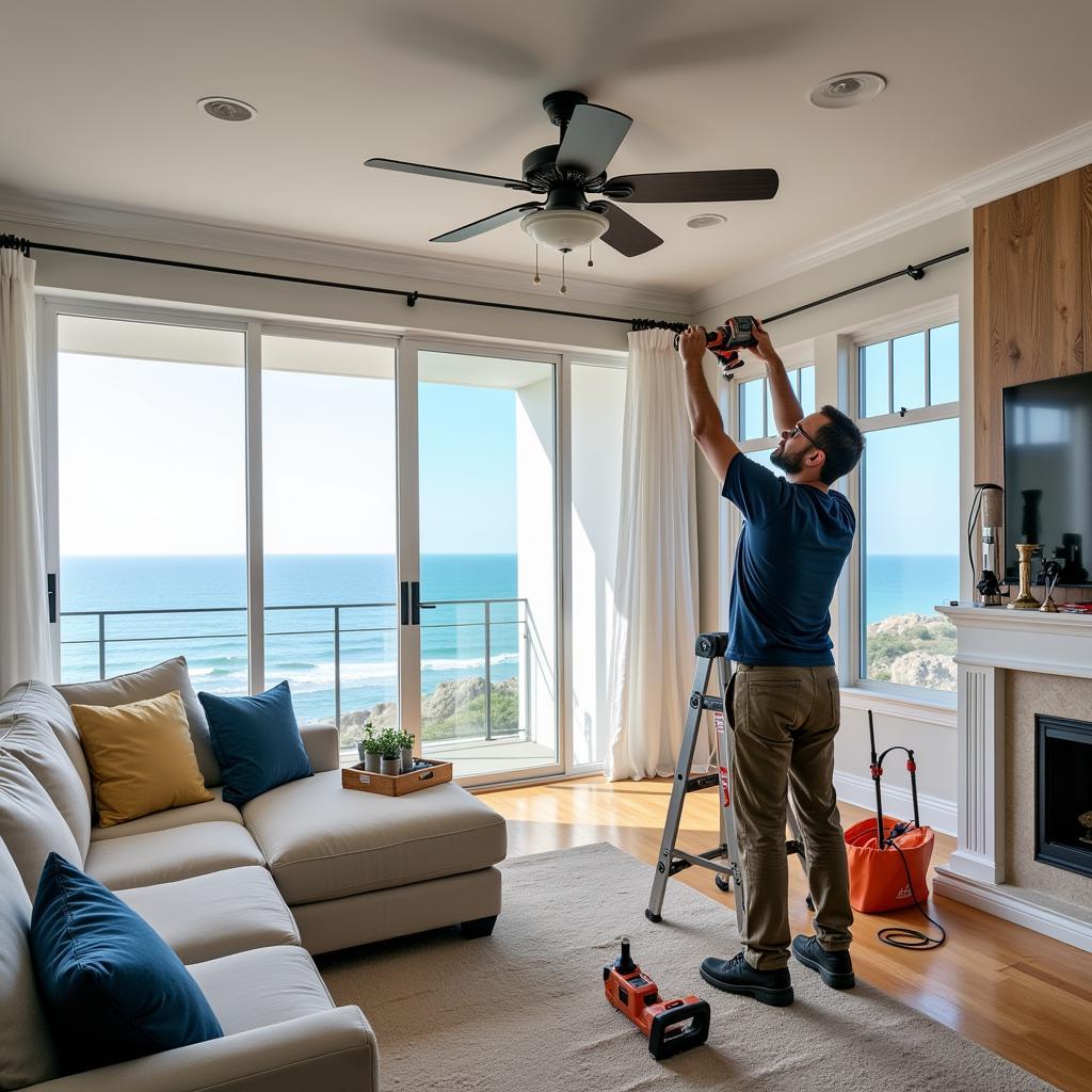 Coastal Ceiling Fan Installation in Santa Barbara