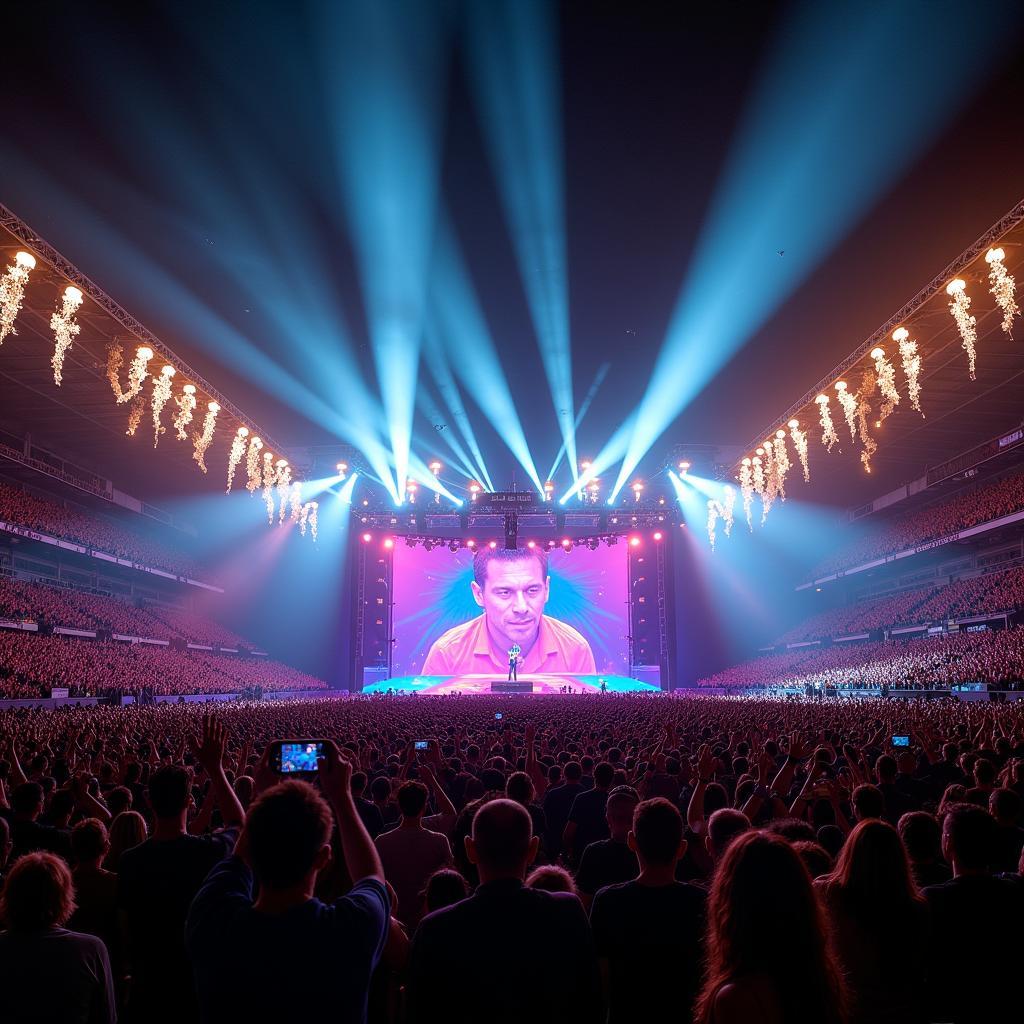 Coldplay performing live at Wembley Stadium