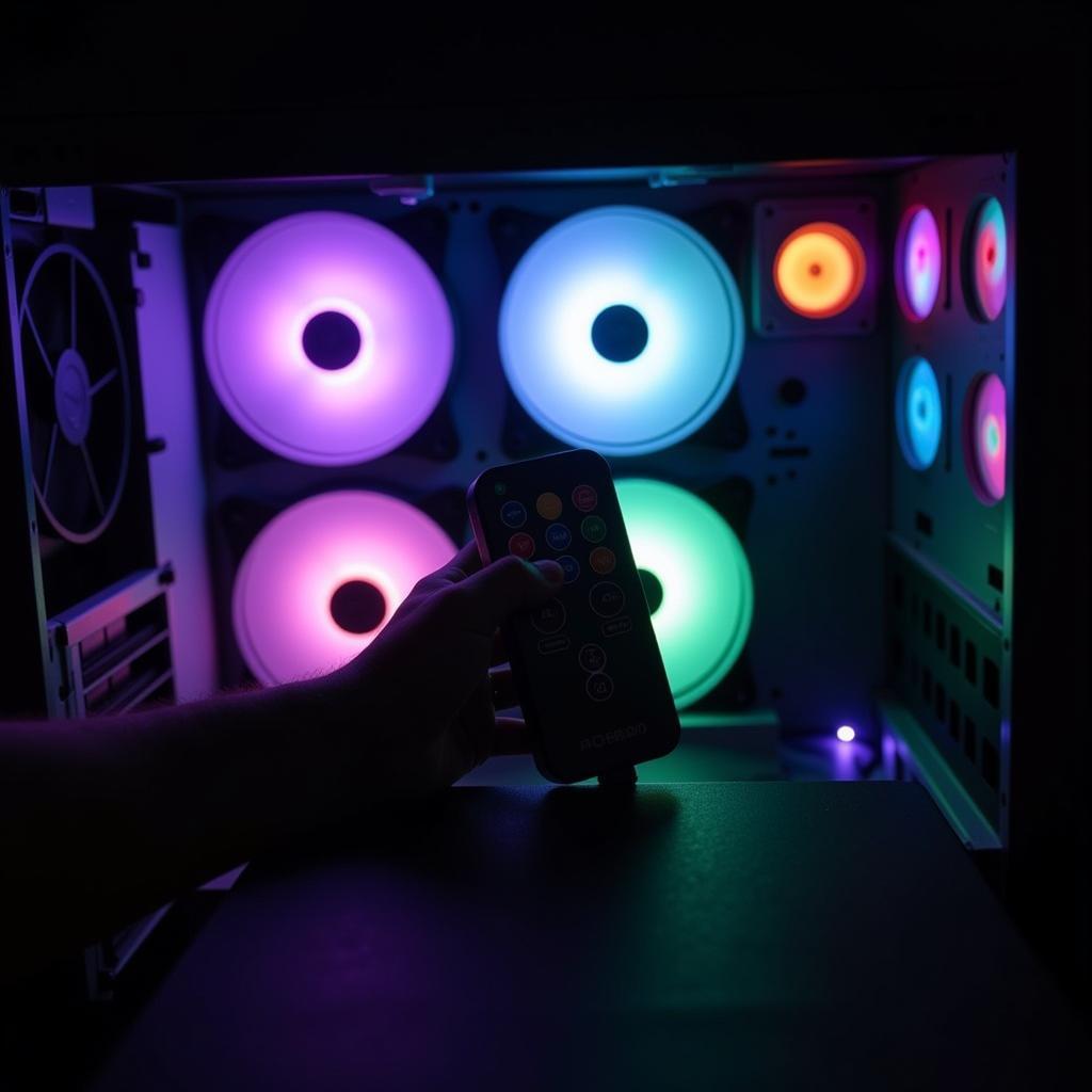 Computer Case with RGB Fans Controlled by Remote