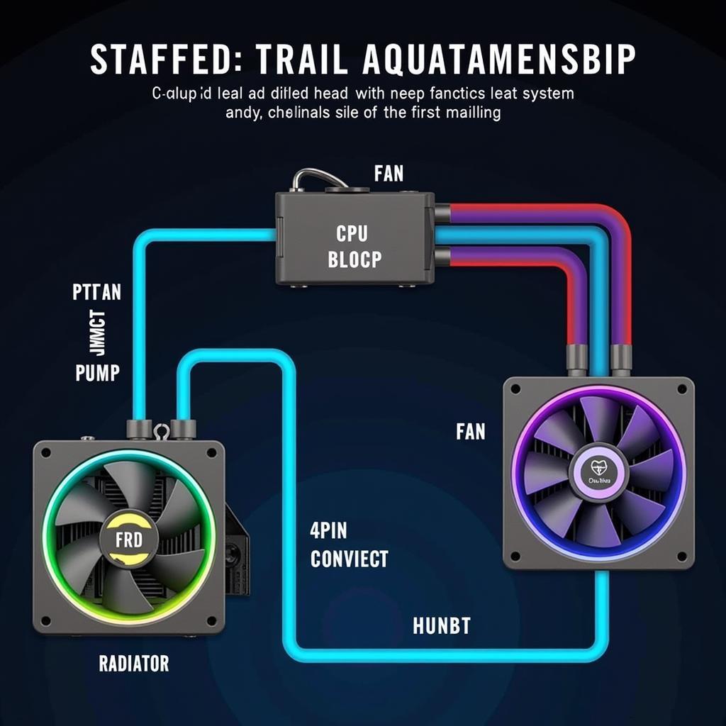 Diagram of a Cooler Liquid CPU RGB 120 Fan 4 Pin System