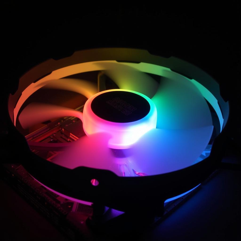 Cooler Master MF 120 Fan ARGB Close-Up View Showing RGB Lighting and Fan Blades