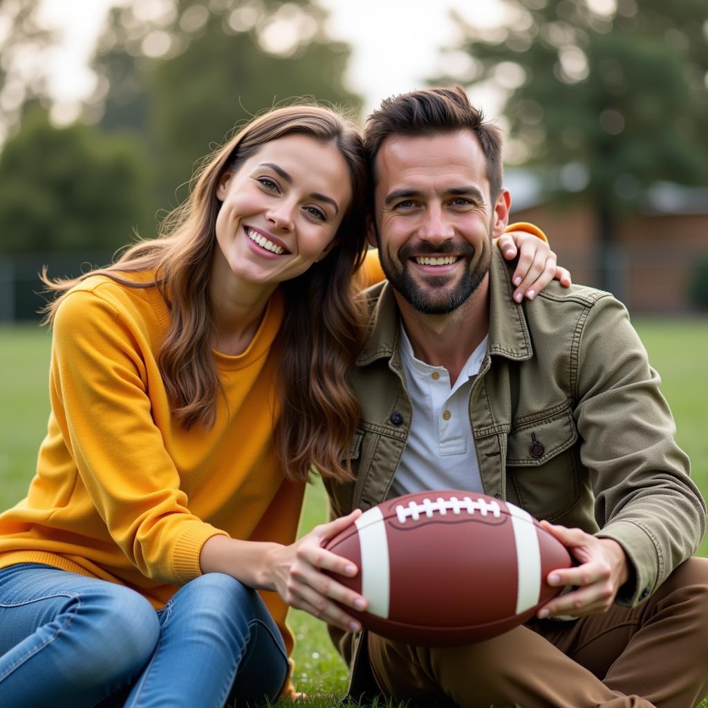 Happy couple enjoying a non-football activity