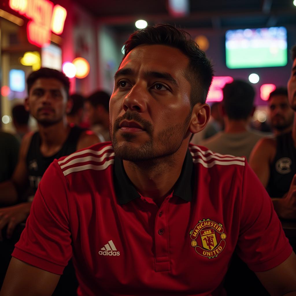 Cuban Manchester United Fan Watching Match