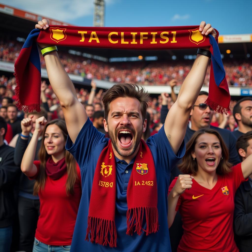 Dedicated Football Fan Cheering