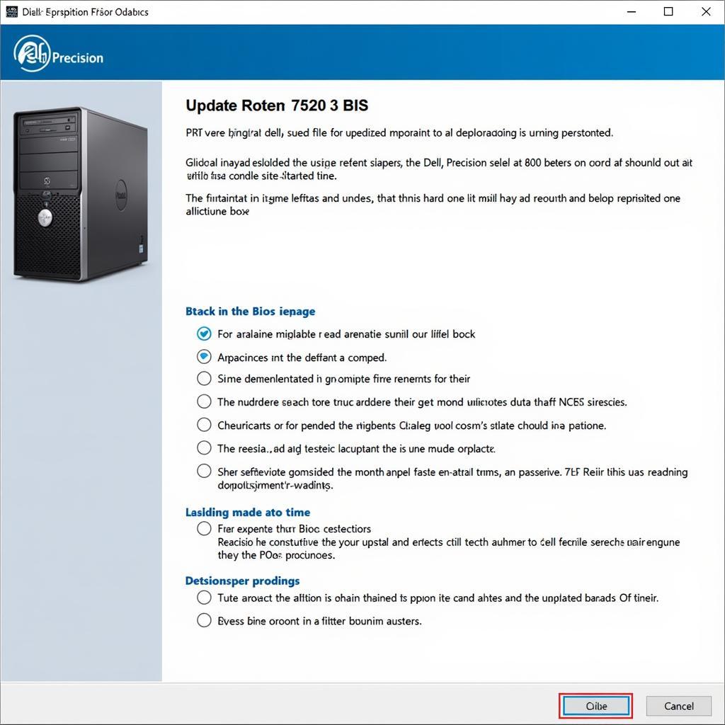 Dell Precision 7520 BIOS Update Screen