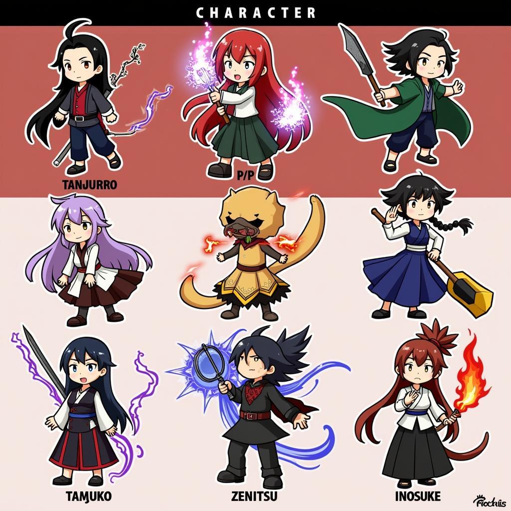 Demon Slayer fan game character selection screen