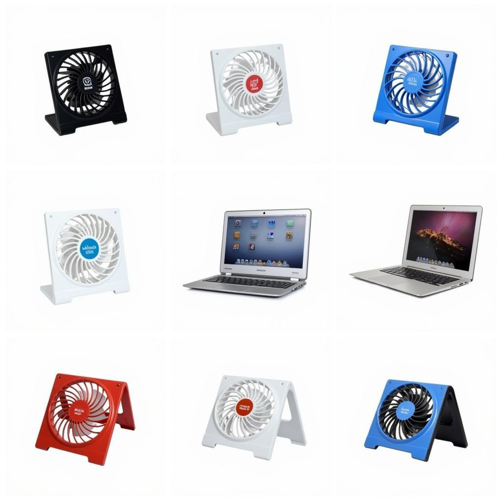 Variety of foldable laptop fans showcasing different sizes and designs