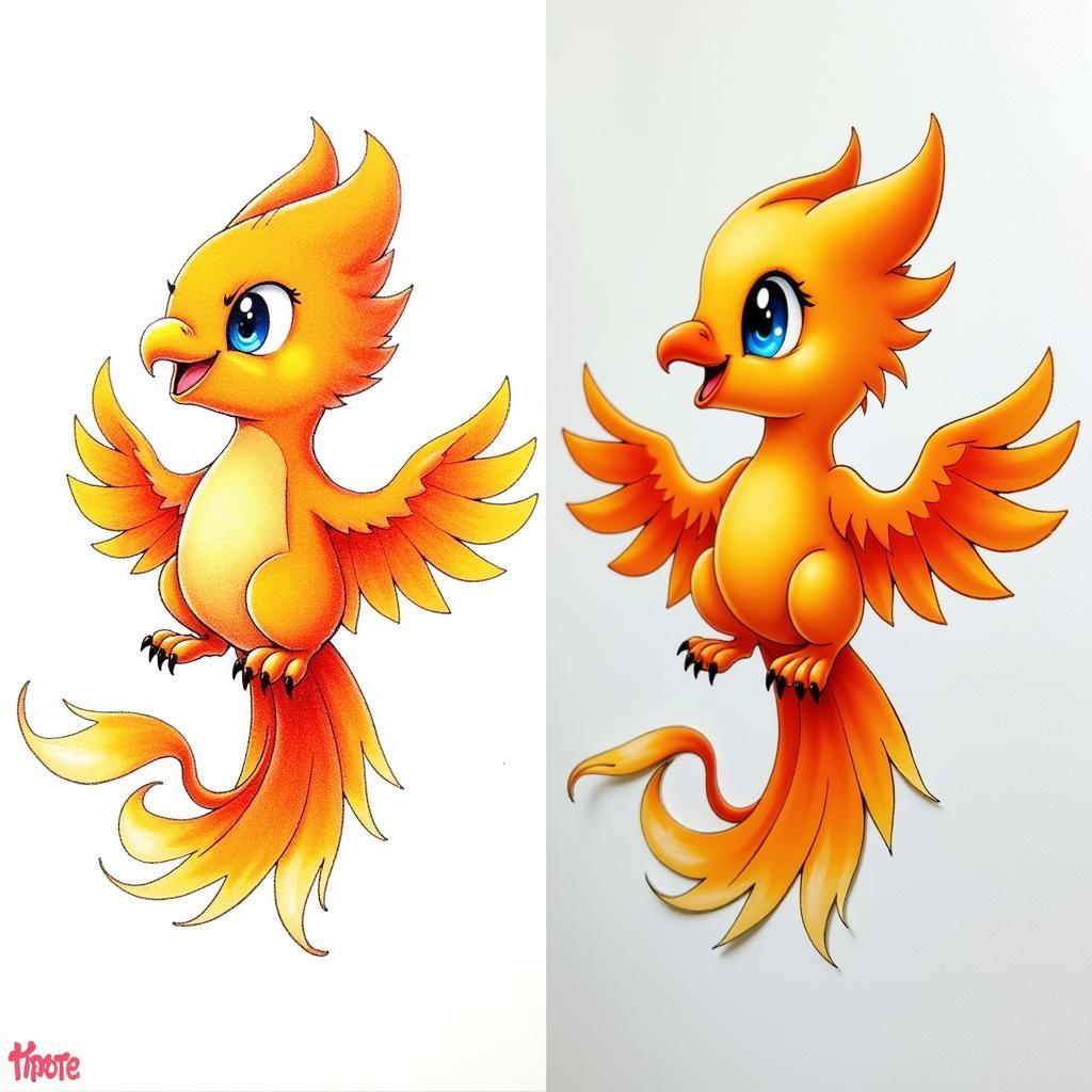 Digital and Traditional Chibi Phoenix Art: A Comparison of Mediums