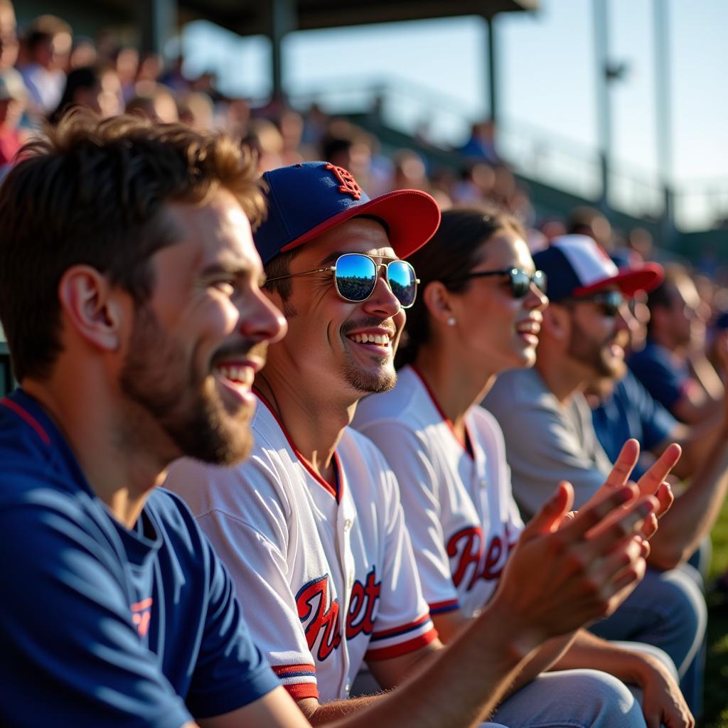 Diverse group of baseball fans enjoying a baseball game together