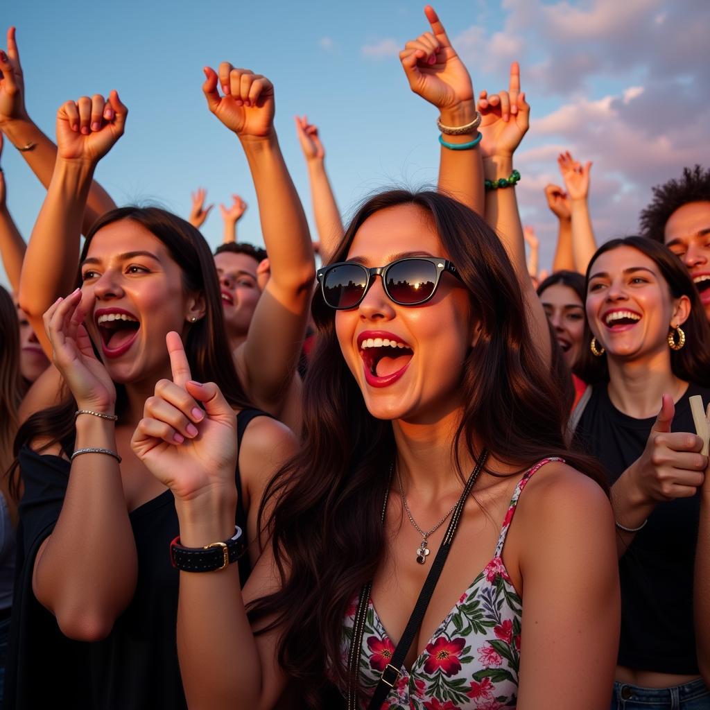 Diverse Fan Group Celebrating