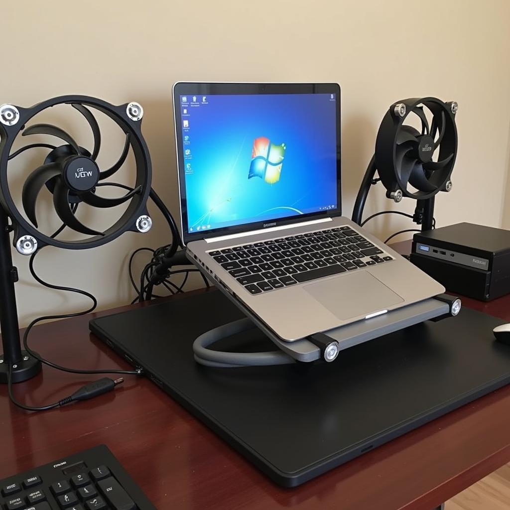 DIY Laptop Cooler Setup with Fans and Stand