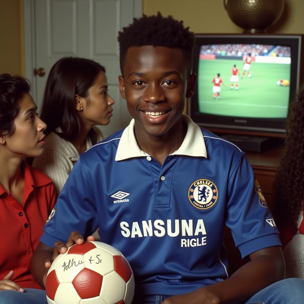 Dotun Adebayo in his early days as a Chelsea fan.