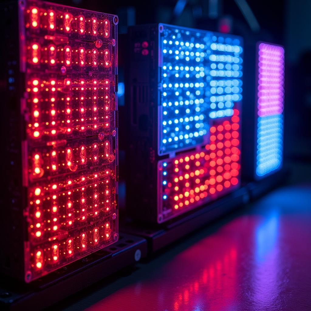 Close-up of a Double-Sided LED Fan Display