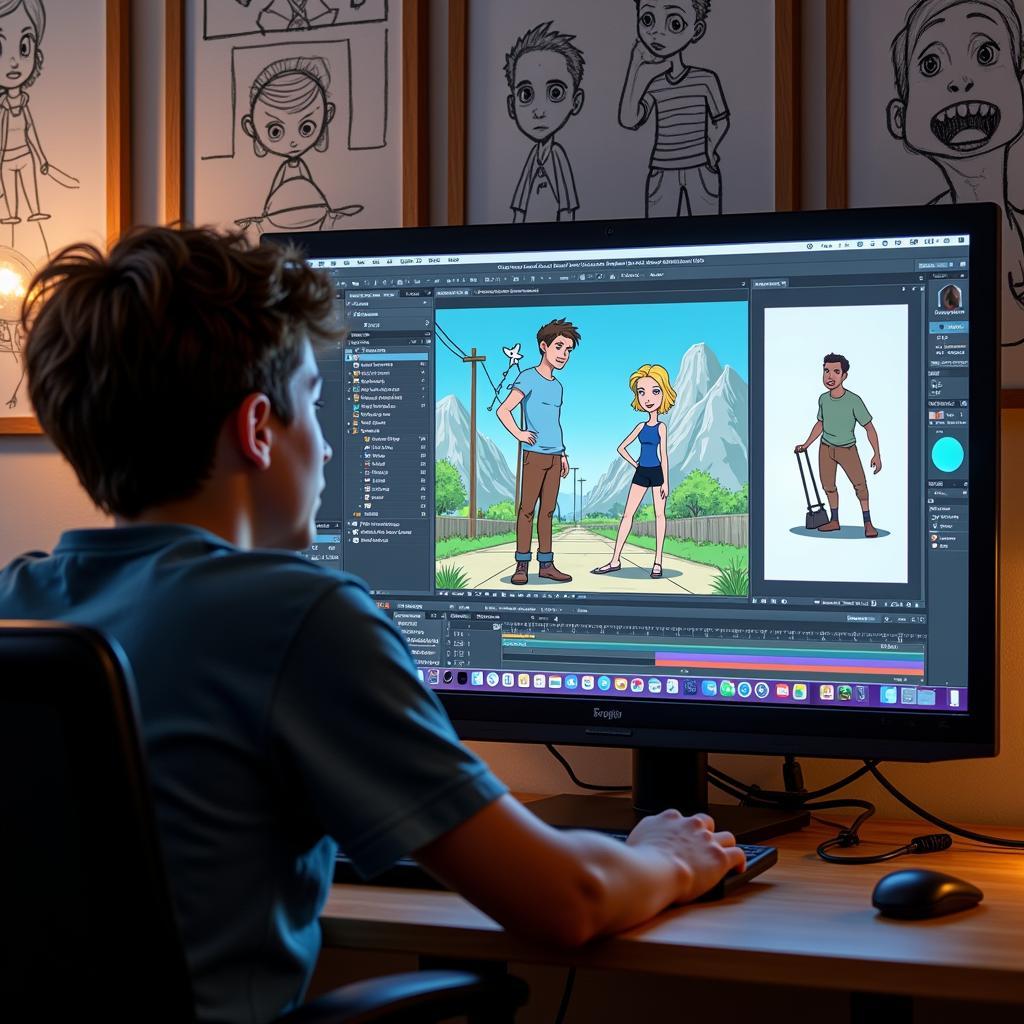 Fan Animator's Workspace with Animation Software