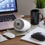 Elecom USB Fan-U36BU Sitting on a Desk