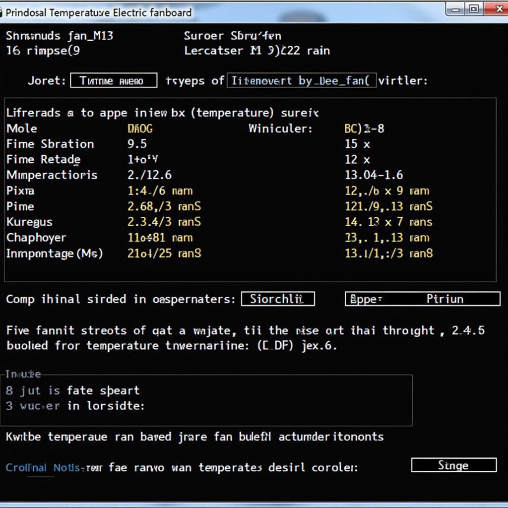 Screenshot of software interface showing temperature monitoring and fan control options for an electric fan board.