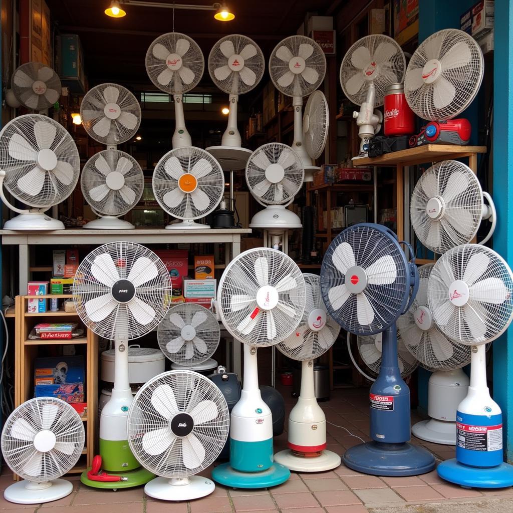 Electric Fan Stalls in a Thai Market