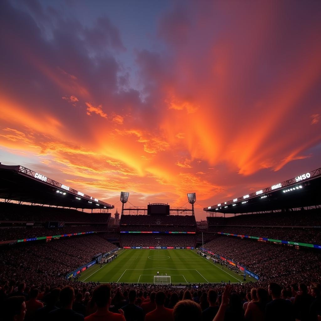 Epic Fan Photos: Stadium Sunset with Clouds