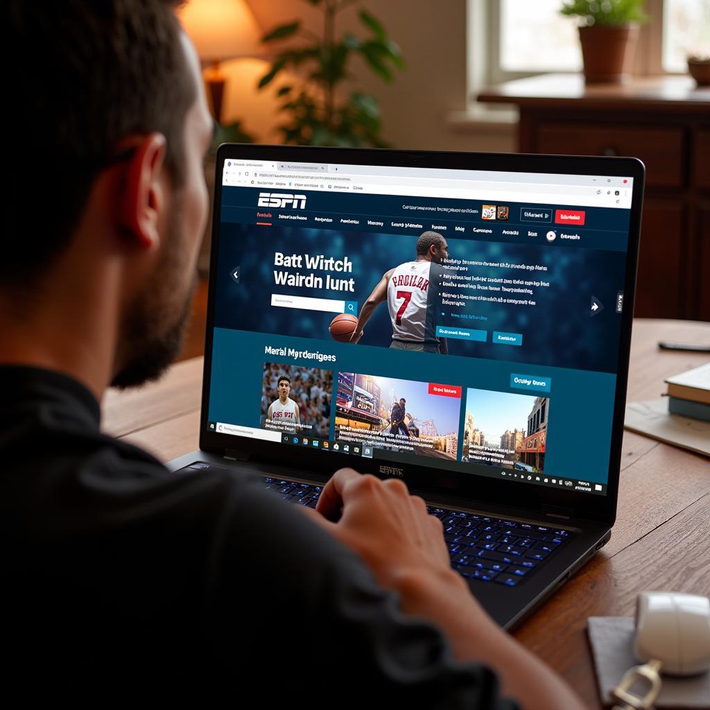 Accessing ESPN Website on Laptop
