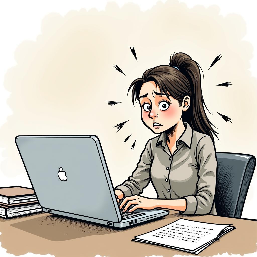 Ex-employee harassment online: A frustrated individual typing angrily on a laptop, symbolizing online harassment.