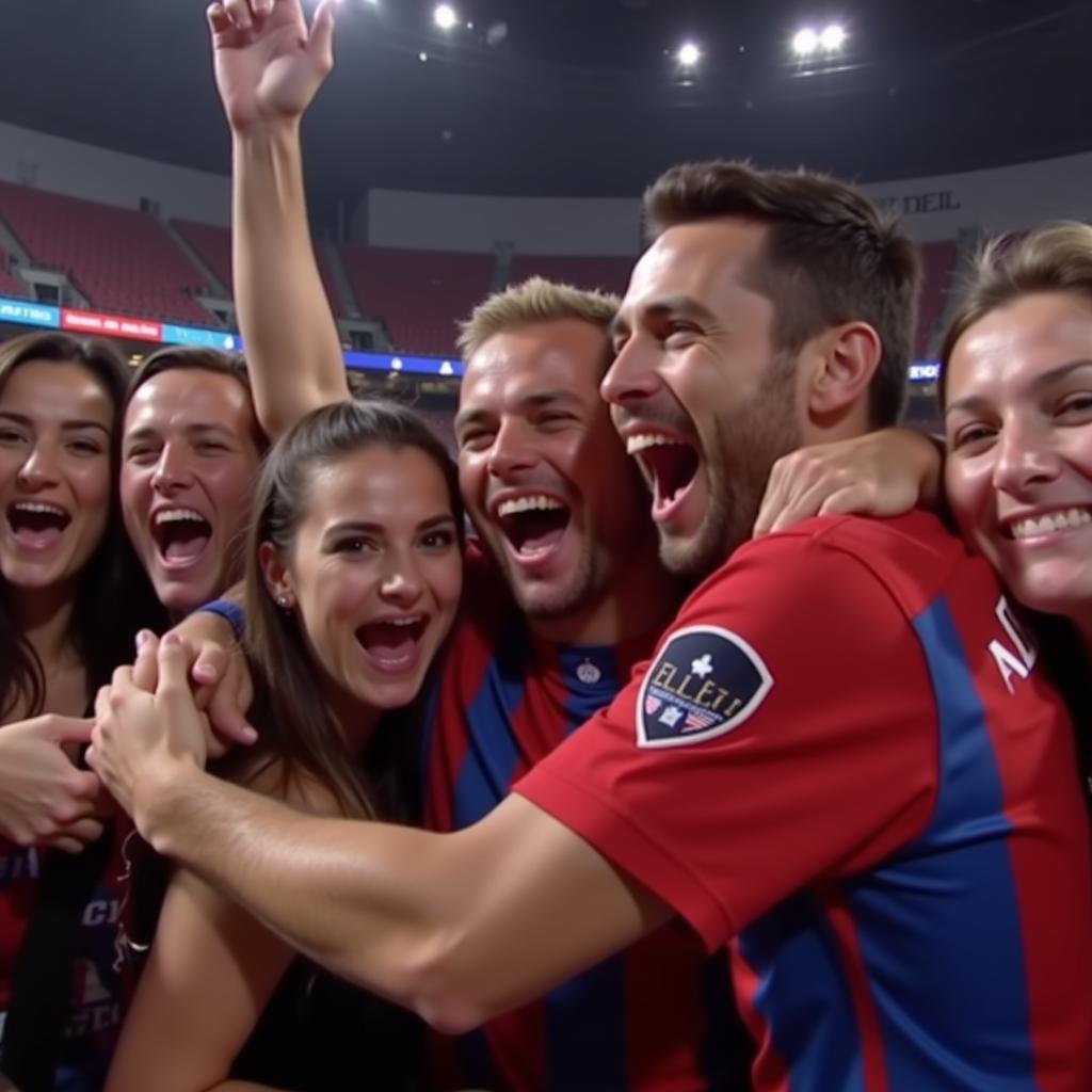 Excited Celebrity Fans Celebrating a Goal