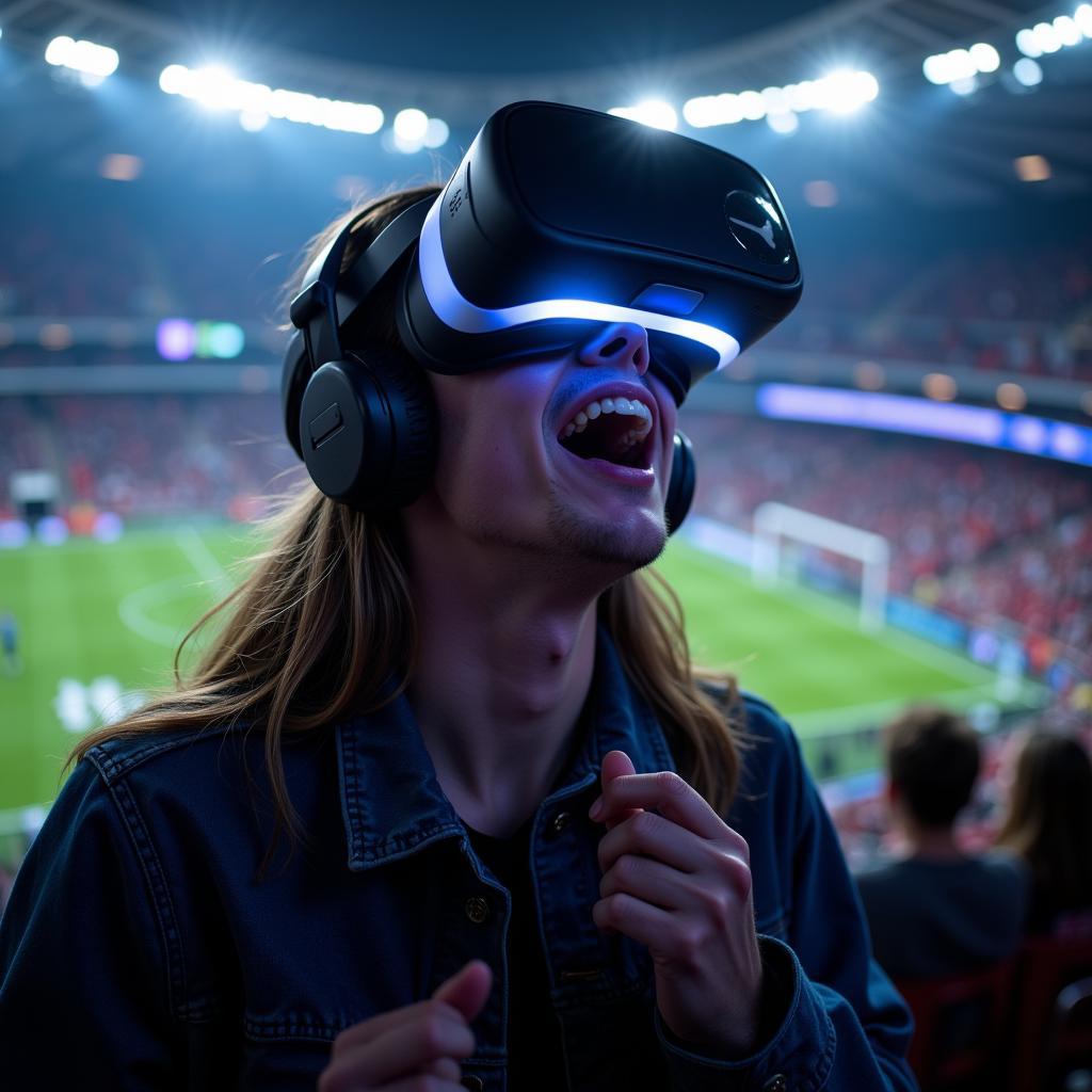 Exna Fan Wearing a VR Headset