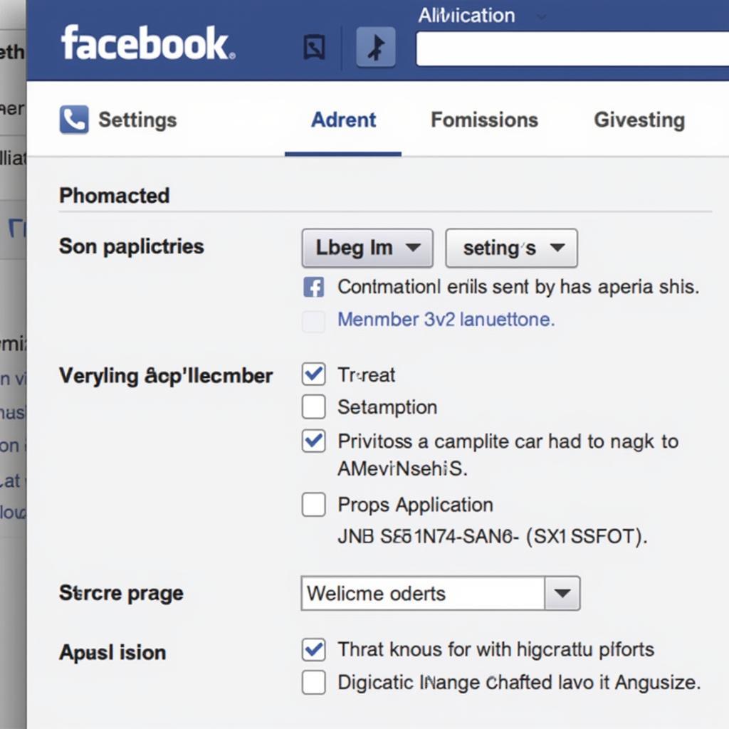 Facebook App Settings Page