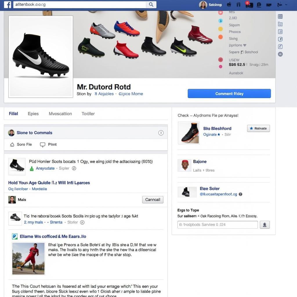 Facebook fan page selling football boots