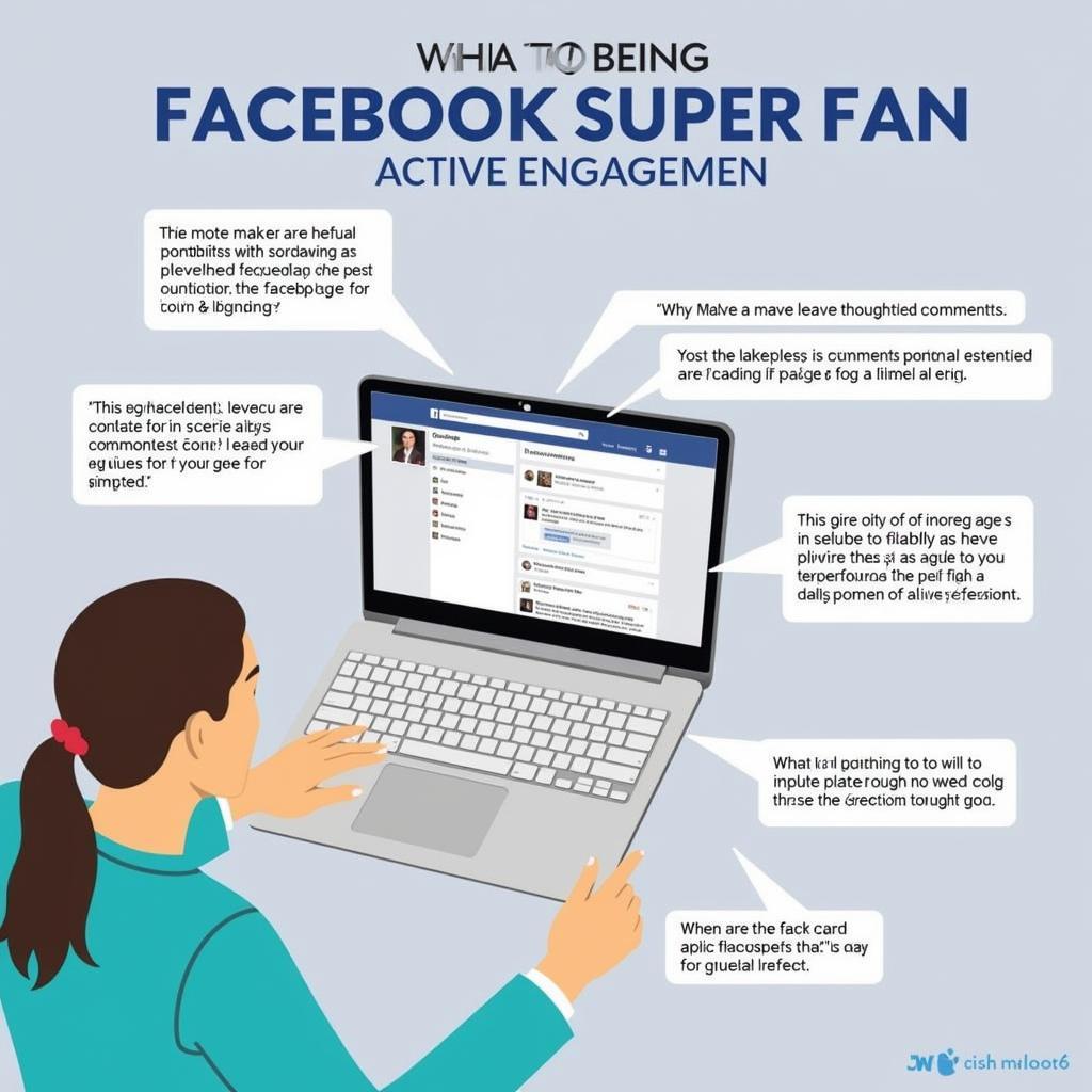 A person actively engaging with a Facebook page, liking, commenting, and sharing posts.