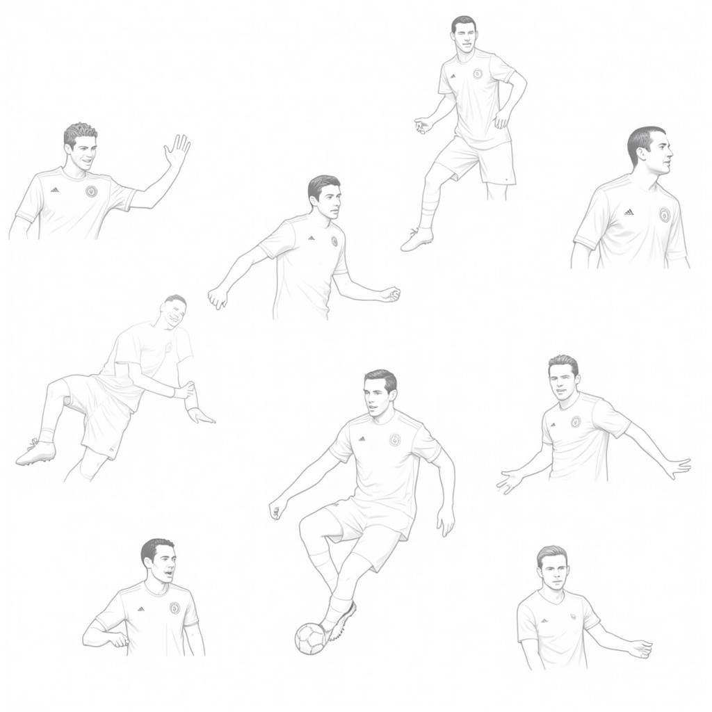 Vector images of famous football players as colouring pages