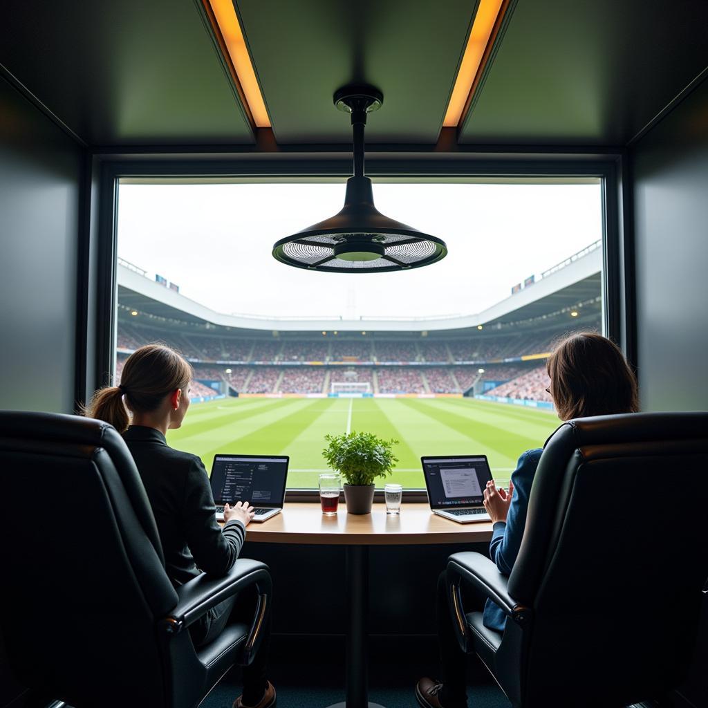 A 1400mm fan in a private box at a football stadium