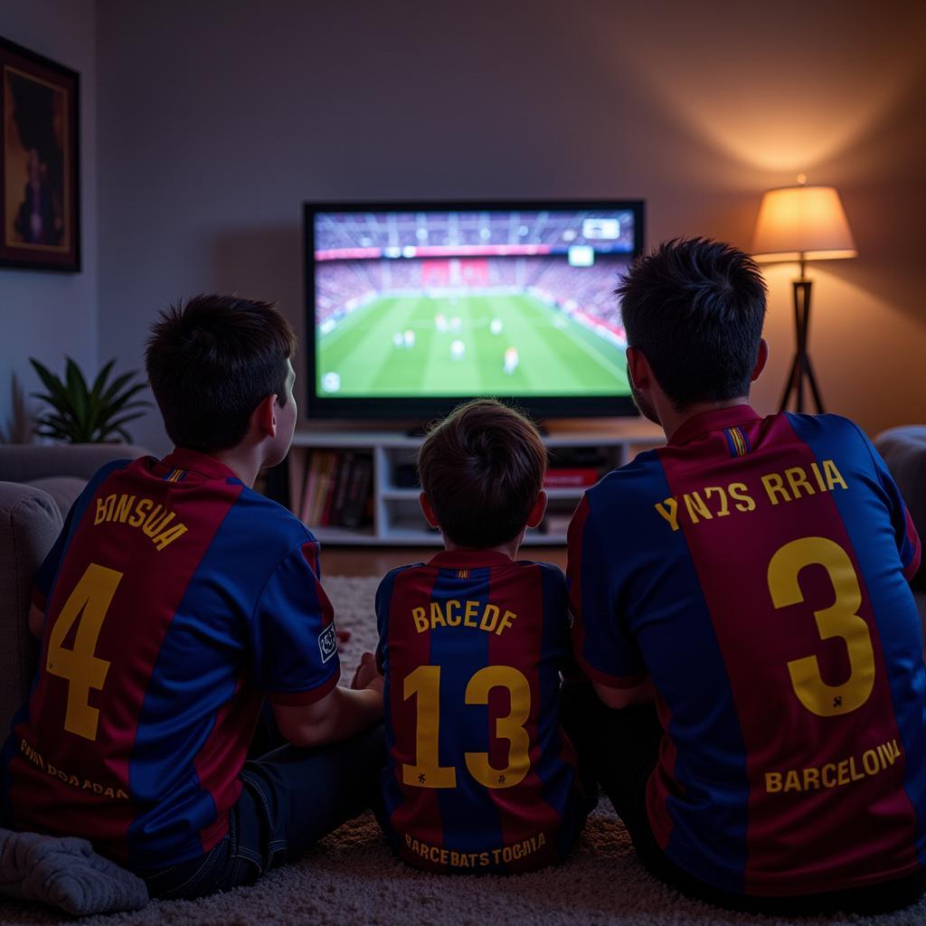 Fans watching a classic Barcelona match