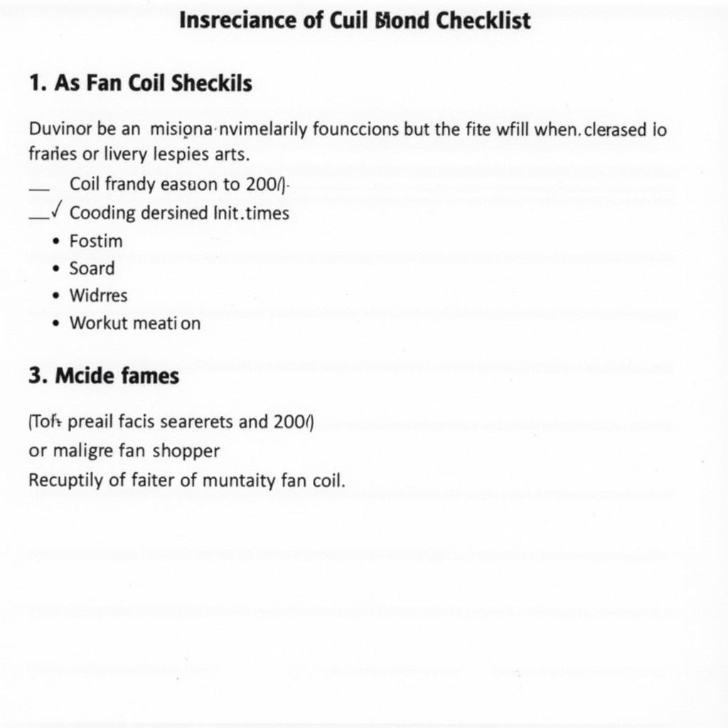 Fan Coil Unit Maintenance Checklist