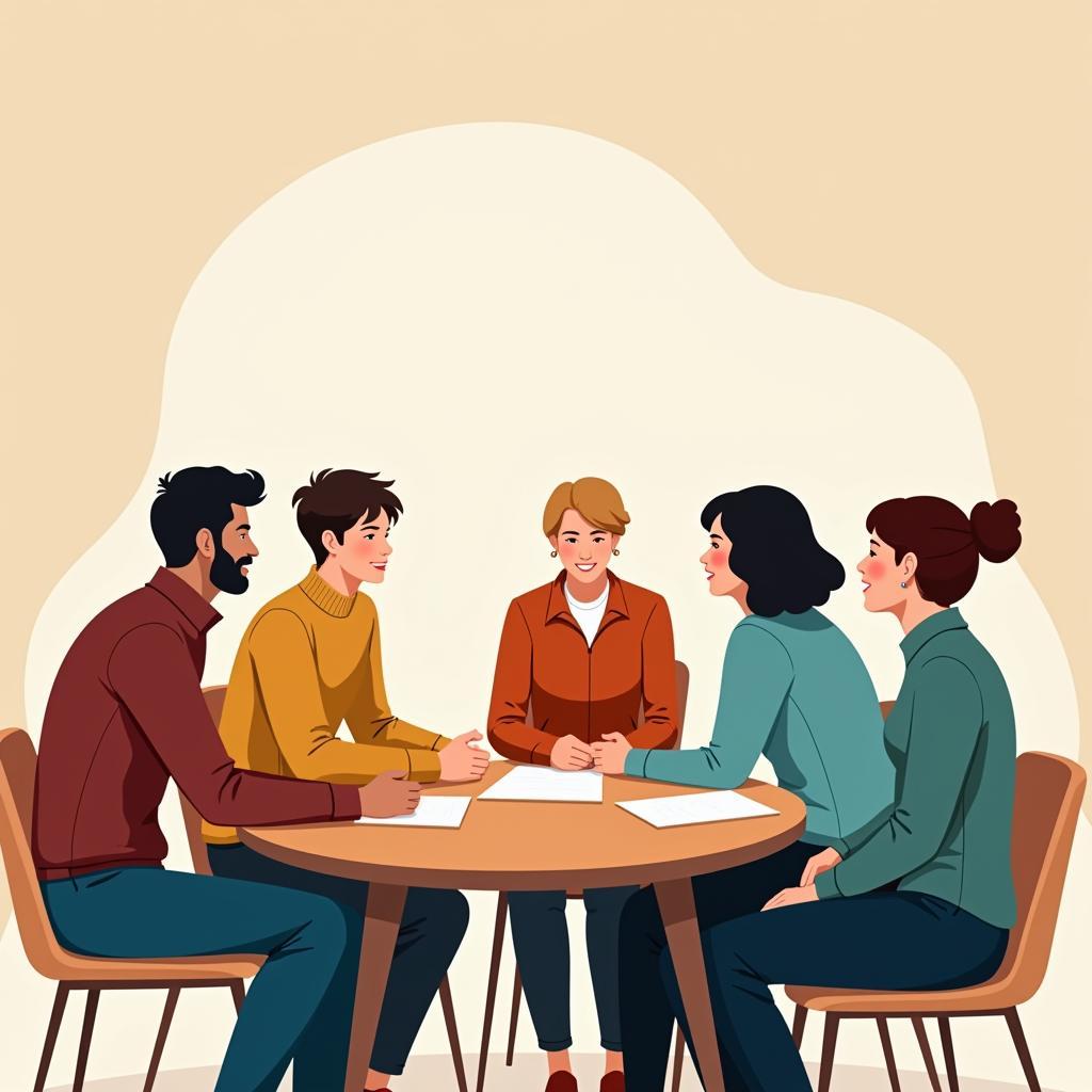 Patients in a support group discussing their experiences with rheumatological conditions.