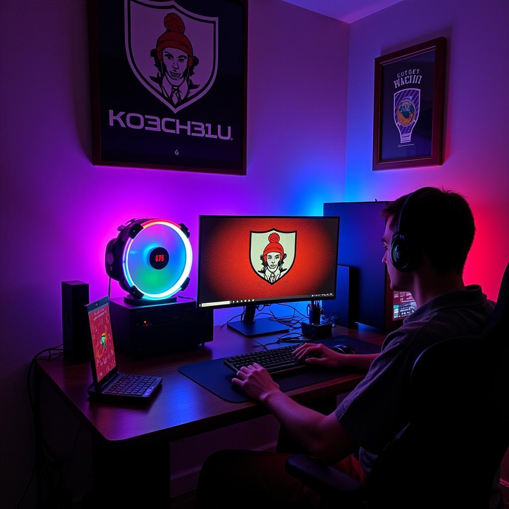 7-Color LED Fan Ring illuminating a football-themed setup