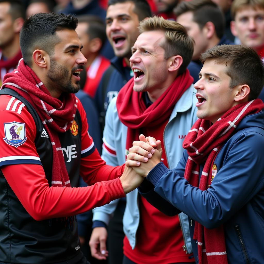 Fans performing pre-match rituals