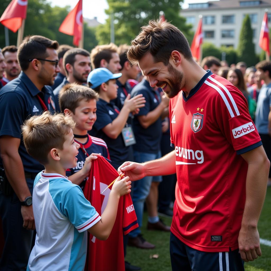 Fan Seeking Autograph from Football Star