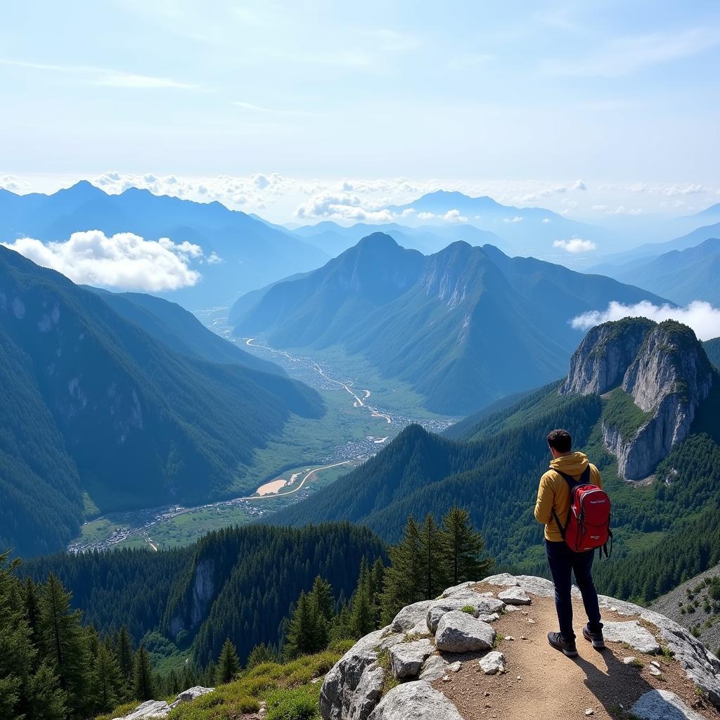 Panoramic view from the summit of Fan Si Pan.