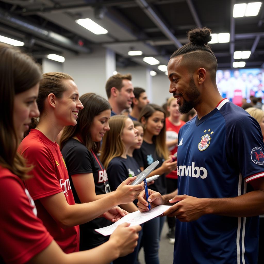 Fans interacting with players at a fan studio