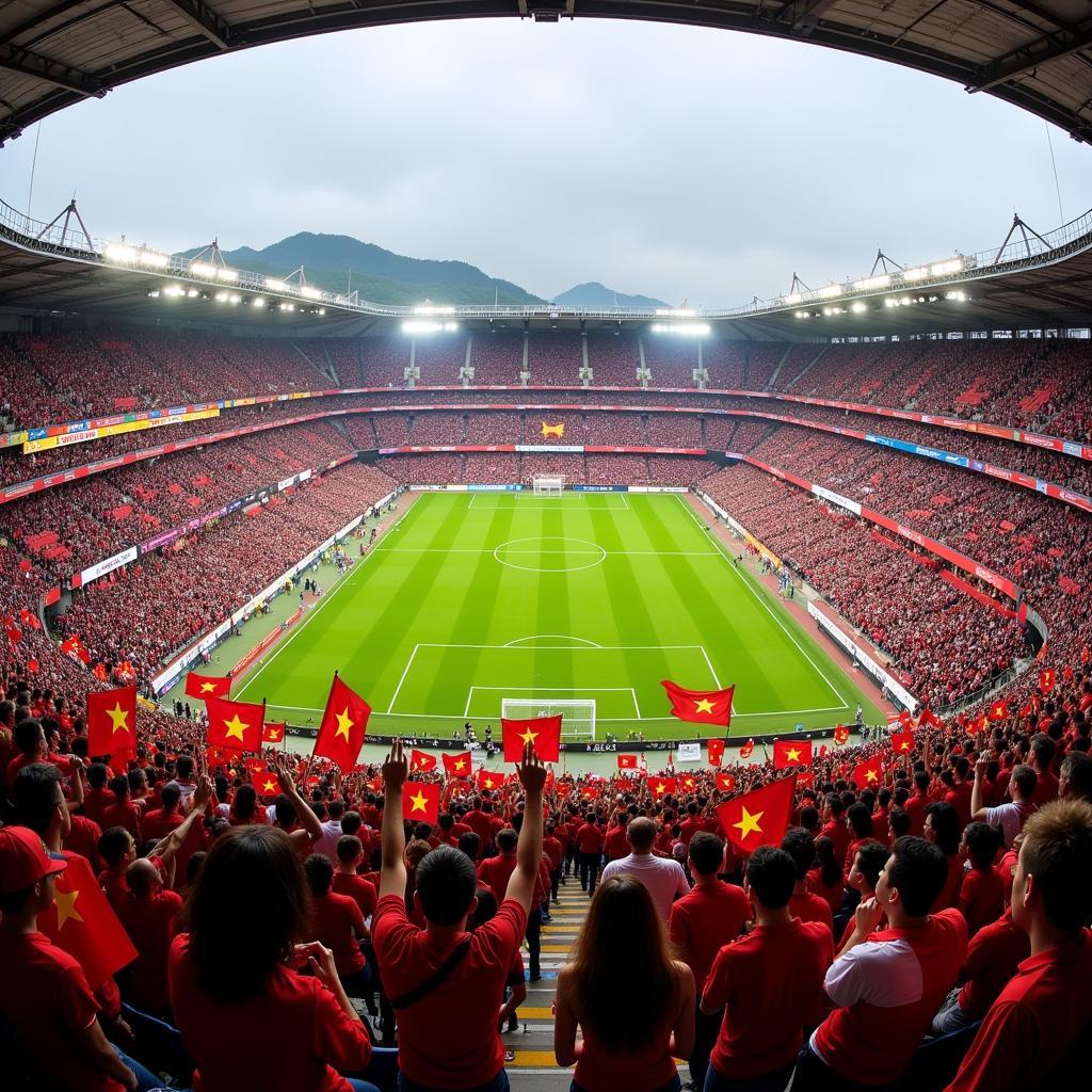 Ha Long fans cheering enthusiastically for their team