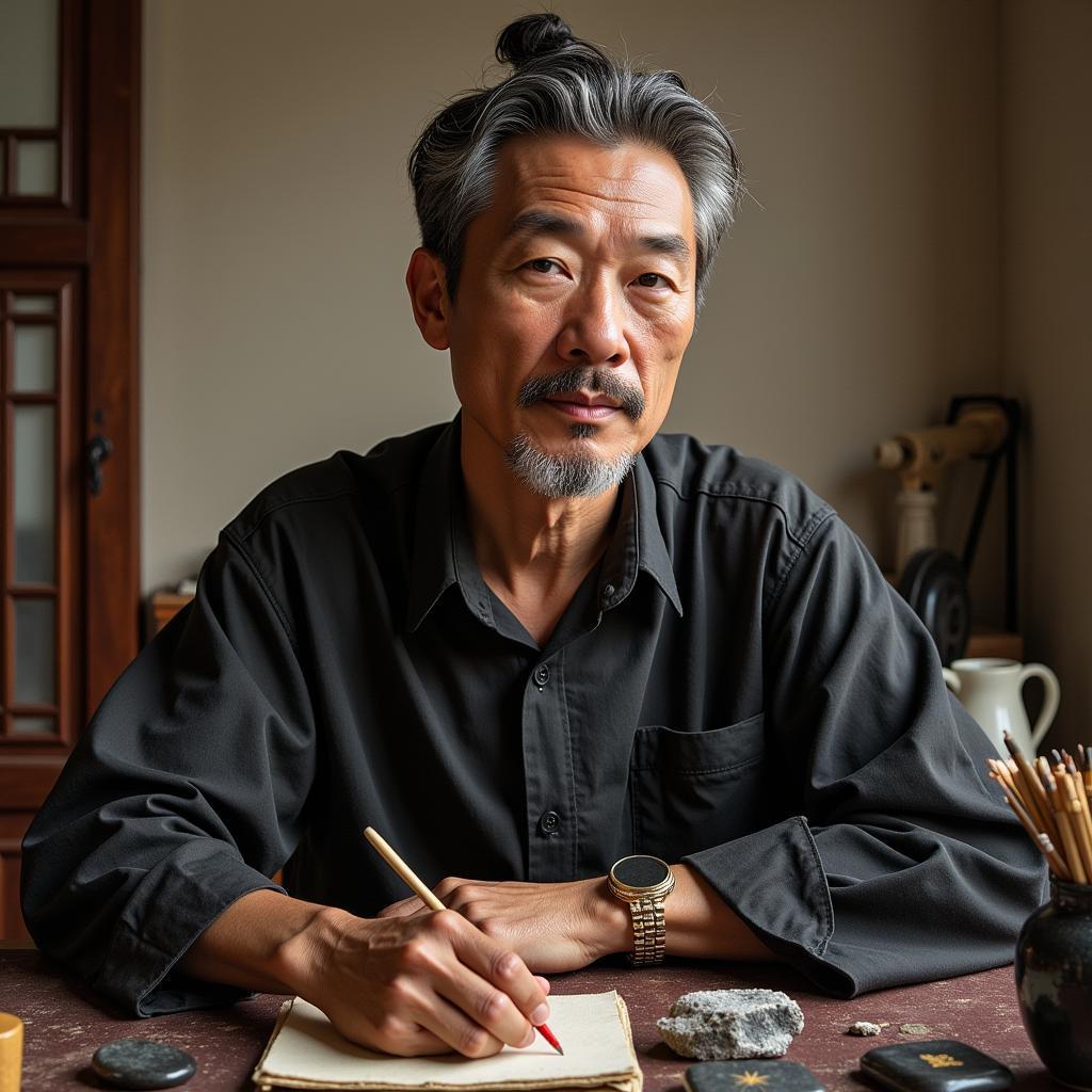 Portrait of Fan Zeng, the renowned Chinese realist painter