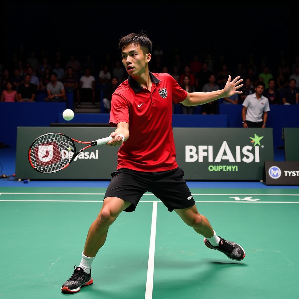 Fan Zheng Dong Executing his Aggressive Backhand Flick