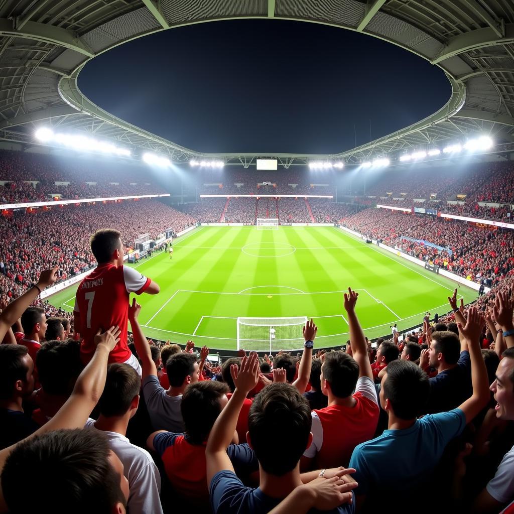 Fans celebrating a victory, their joy echoing through the stadium.